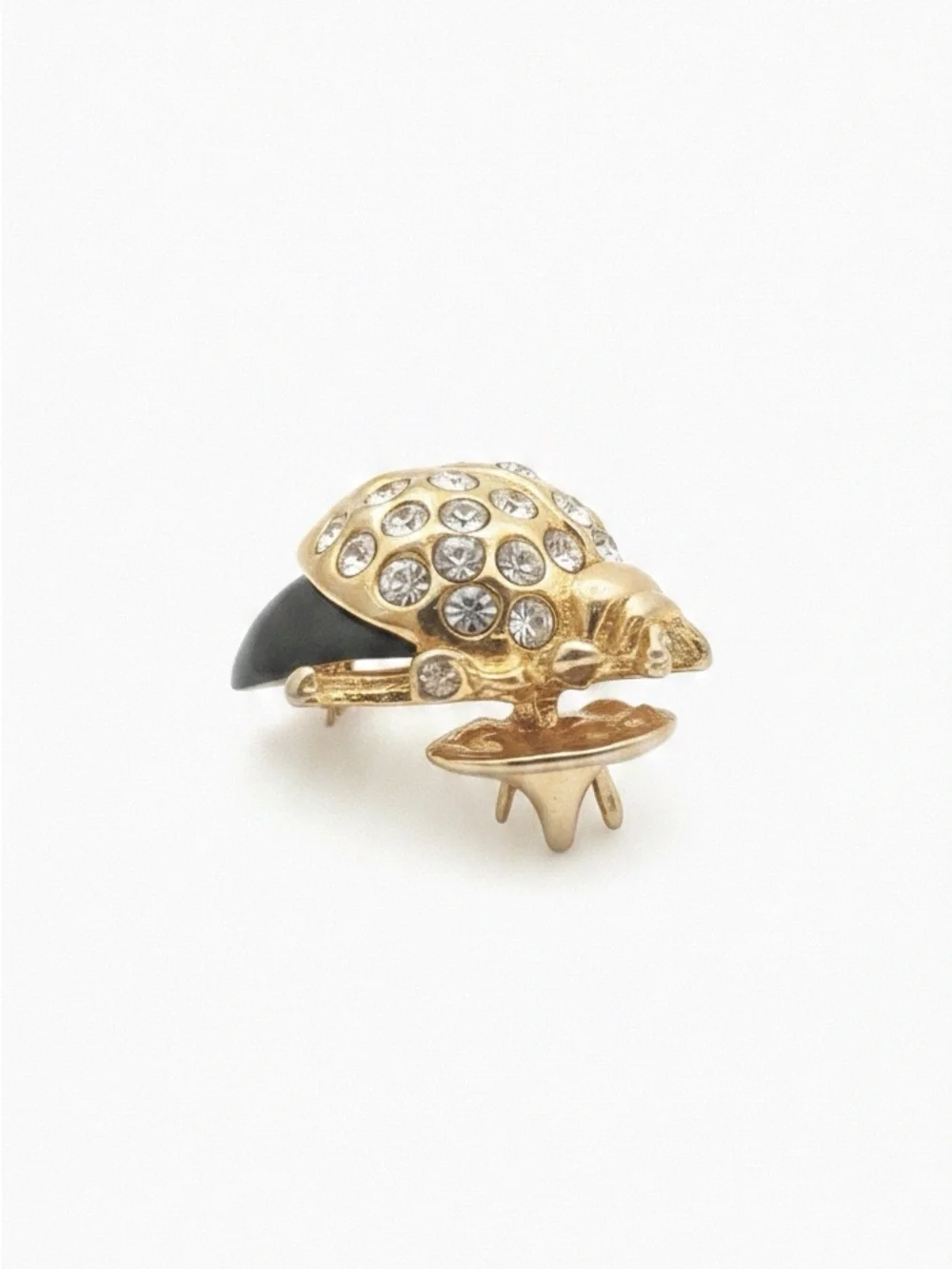 Gold and Black Crystal Ladybug Brooch - Women Jewelry